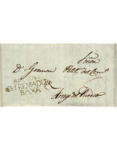 FA1189-6. PREFILATELIA. 1842, 15 de abril. Sobrescrito circulado de Brozas a Arroyo del Puerco
