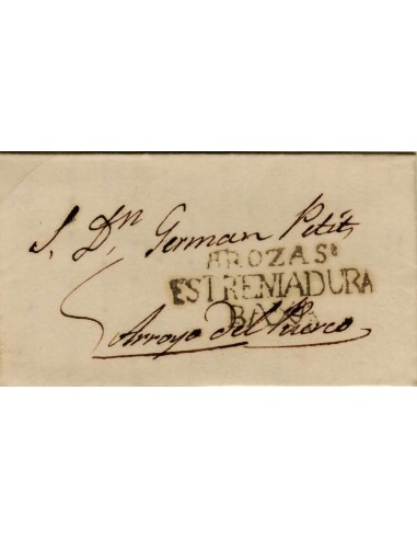 FA1189-7. PREFILATELIA. 1842, 20 de febrero. Sobrescrito circulado de Brozas a Arroyo del Puerco