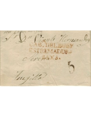FA1189-8. PREFILATELIA. 1844, 25 de junio. Sobrescrito circulado de Cabeza del Buey a Trujillo