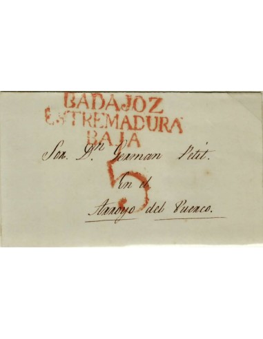 FA1189-10. PREFILATELIA. 1841, 22 de octubre. Sobrescrito circulado de Badajoz a Arroyo del Puerco