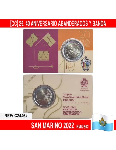 San Marino 2022. CC 2€ 40 Aniversario Abanderados (UNC) KM@562
