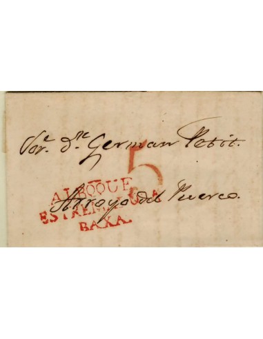 FA1190-2. PREFILATELIA. 1844, 10 de junio. Sobrescrito circulado de Alburquerque a Arroyo del Puerco