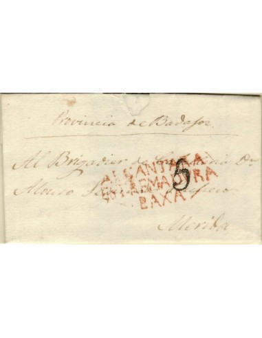 FA1190-3. PREFILATELIA. 1835, 9 de enero. Sobrescrito circulado de Herrera de Alcántara a Mérida