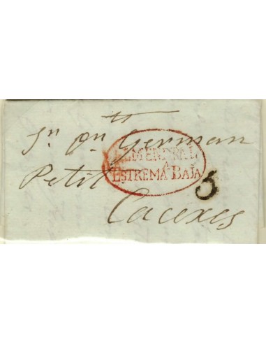 FA1191-2. PREFILATELIA. 1842, 28 de mayo. Sobrescrito circulado de Aceuchal a Caceres