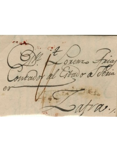 FA1191-5. PREFILATELIA. 1801, 7 de mayo. Sobrescrito circulado de Aceuchal a Zafra, RRR