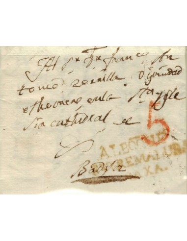 FA1191-9. PREFILATELIA. 1831, 17 de diciembre. Sobrescrito circulado de Alburquerque a Badajoz