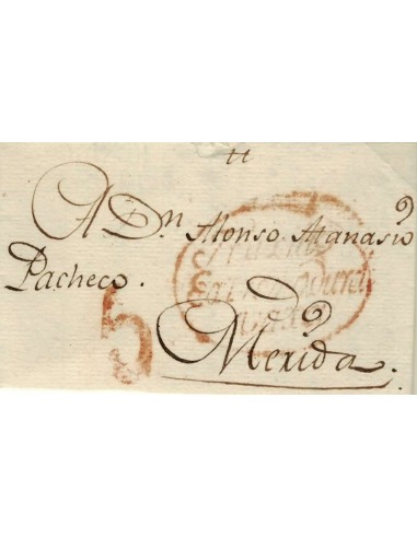 FA1191-11. PREFILATELIA. 1805, 16 de mayo. Sobrescrito circulado de Trujillo a Mérida