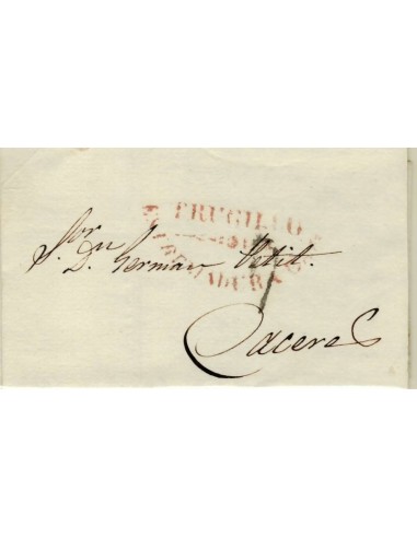 FA1191-19. PREFILATELIA. 1837, 8 de marzo. Sobrescrito circulado de Trujillo a Cáceres