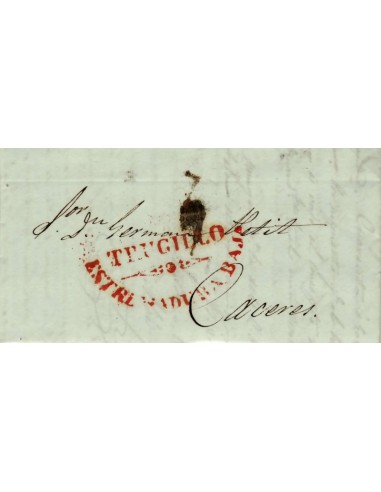 FA1191-20. PREFILATELIA. 1838, 27 de marzo. Sobrescrito circulado de Trujillo a Cáceres