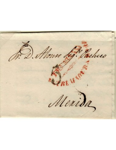FA1192-5. PREFILATELIA. Sobrescrito circulado de Trujillo a Merida