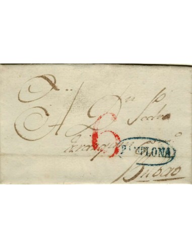 FA1195-6. PREFILATELIA. 1840, 23 de diciembre. Sobrescrito circulado de Pamplona a Bilbao