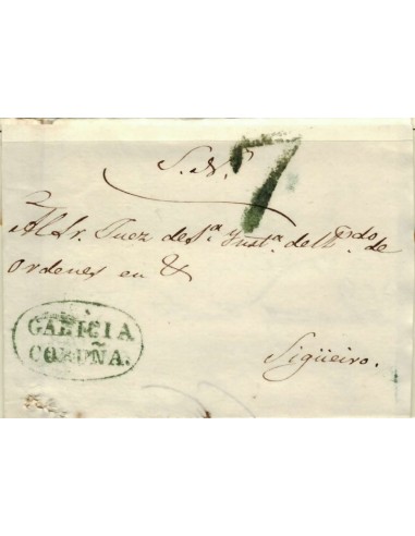 FA1199-2. PREFILATELIA. 1840, 28 de julio. Sobrescrito circulado de Coruña a Sigüeiro