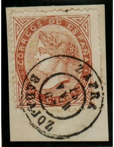 FA0878-2. HISTORIA POSTAL. Valor 2 cuartos de 1867 con Fechador Tipo II. Zafra