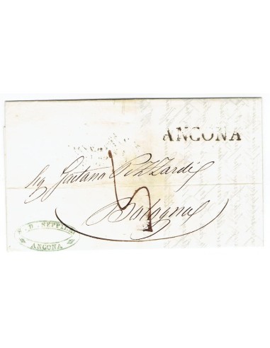 FA0836-2. PREFILATELIA DE ITALIA. 1845. Carta circulada de Ancona a Bolonia
