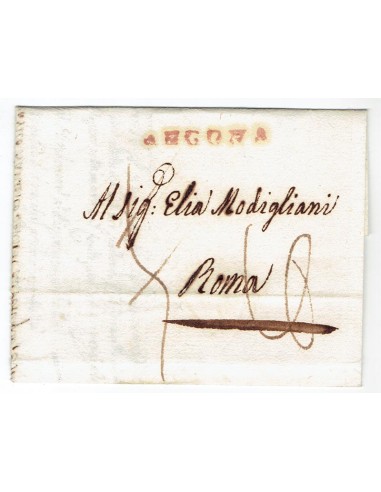 FA0836-3. PREFILATELIA DE ITALIA. 1825, 19 de julio. Carta circulada de Ancona a Roma