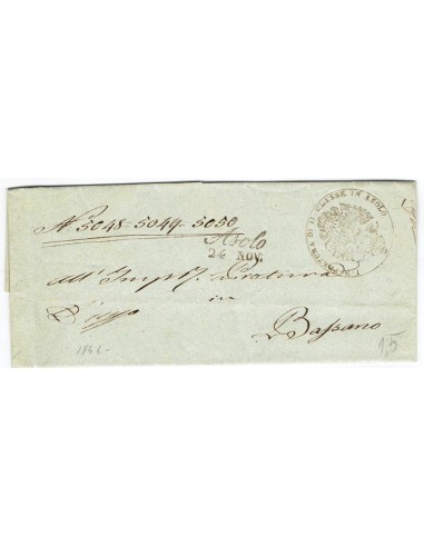 FA0836-10. PREFILATELIA DE ITALIA. 1849, 24 de noviembre. Carta circulada de Asolo a Bassano