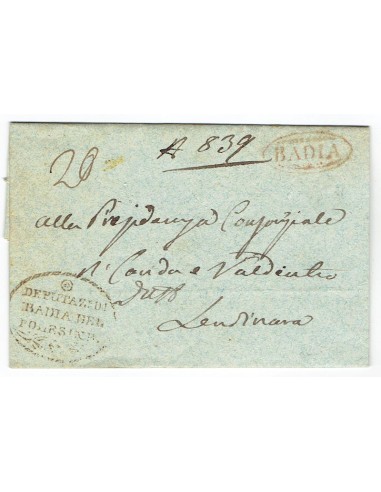 FA0836-15. PREFILATELIA DE ITALIA. 1821, 28 de julio. Carta circulada desde Badia
