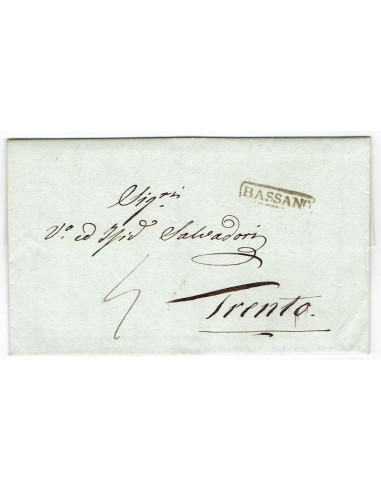 FA0836-16. PREFILATELIA DE ITALIA. 1836, 23 de septiembre. Carta circulada de Bassano a Trento