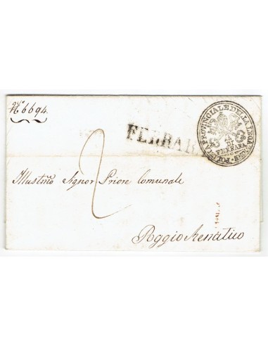 FA0836-19. PREFILATELIA DE ITALIA. 1836, 9 de agosto. Carta circulada de Ferrara a Poggio Renatico