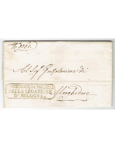 FA0836-21. PREFILATELIA DE ITALIA. 1818, 18 de julio. Carta circulada de Bolonia a Monghidore