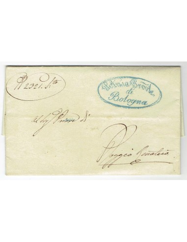 FA0836-22. PREFILATELIA DE ITALIA. 1836, 20 de mayo. Carta circulada de Bolonia a Poggio Renatico