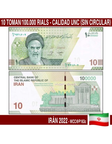Irán 2022. 10 toman/100.000 rials (UNC) WPM@P163c