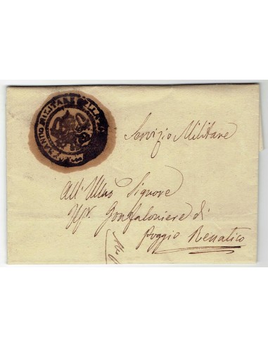 FA0836-35. PREFILATELIA DE ITALIA. 1825, 25 de febrero. Carta circulada de Bolonia a Poggio Renatico