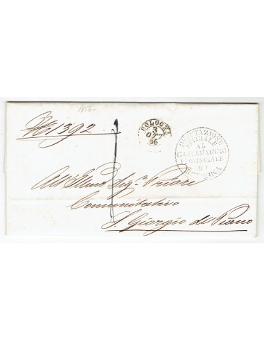 FA0836-39. PREFILATELIA DE ITALIA. 1856, 3 de octubre. Carta circulada de Bolonia a San Giorgio di Piano