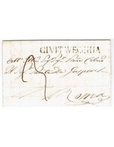 FA0836-40. PREFILATELIA DE ITALIA. 1845, 4 de septiembre. Carta circulada de Civitavecchia a Roma