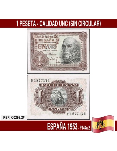 España 1953. 1 peseta (UNC) P144a.2