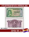 España 1935. 5 pts. Certificado de Plata (UNC) P85a.2