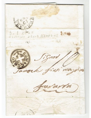 FA0836-43. PREFILATELIA DE ITALIA. 1860, 9 de enero. Carta circulada de Comacchio a Ferrara