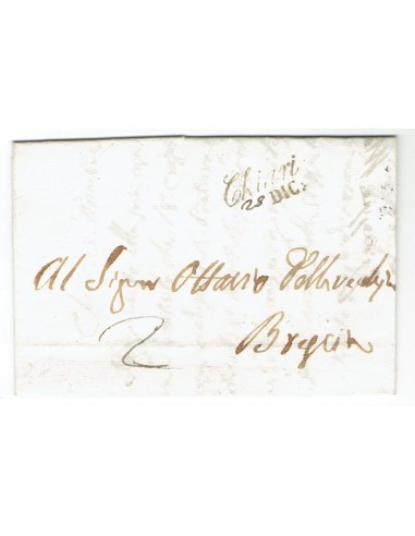 FA0836-44. PREFILATELIA DE ITALIA. 1841, 25 de diciembre. Carta circulada de Chiari a Brescia