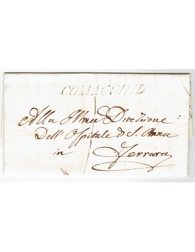 FA0836-50. PREFILATELIA DE ITALIA. 1850, 7 de octubre. Carta circulada de Comacchio a Ferrara