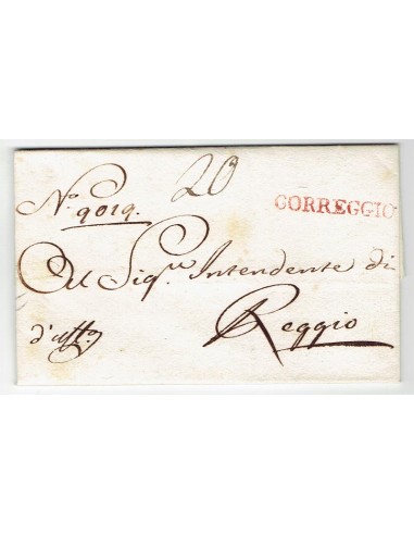 FA0836-51. PREFILATELIA DE ITALIA. 1809, 2 de junio. Carta circulada de Corregio a Reggio