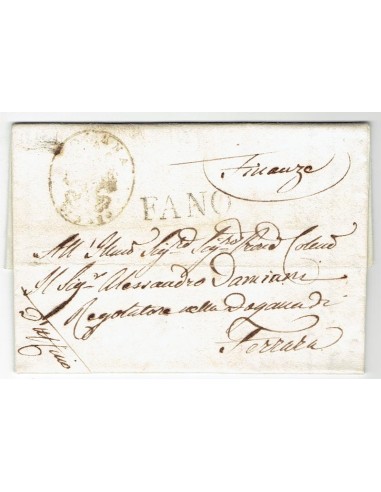 FA0836-53. PREFILATELIA DE ITALIA. 1839, 12 de marzo. Carta circulada de Fano a Ferrara