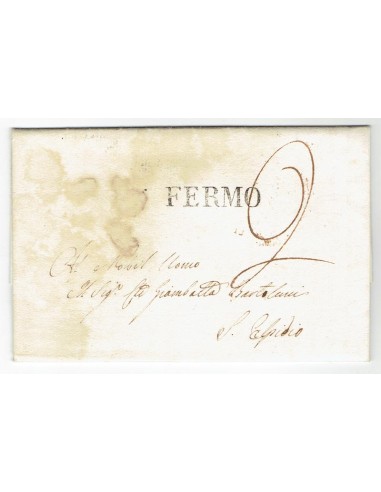 FA0836-54. PREFILATELIA DE ITALIA. 1829, 29 de noviembre. Carta circulada de Fermo a San Elpidio