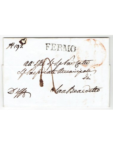 FA0836-55. PREFILATELIA DE ITALIA. 1850, 27 de junio. Carta circulada de Fermo a San Benedetto