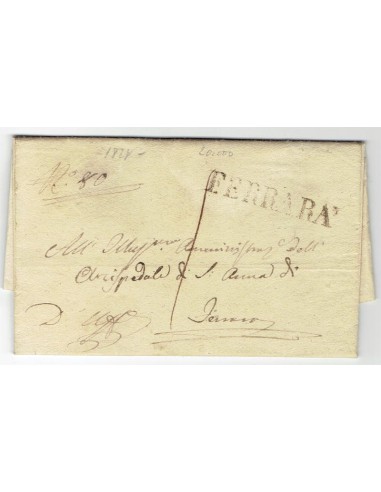 FA0836-60. PREFILATELIA DE ITALIA. 1828, 6 de mayo. Carta circulada de Ferrara a Fermo