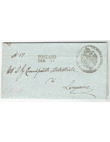 FA0836-67. PREFILATELIA DE ITALIA. 1844, 9 de febrero. Carta circulada de Fonzaso a Longarone