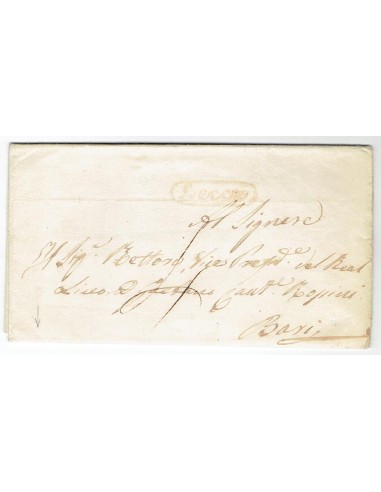 FA0836-80. PREFILATELIA DE ITALIA. 1850, 30 de diciembre. Carta circulada de Lecce a Bari
