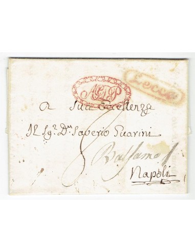 FA0836-81. PREFILATELIA DE ITALIA. 1844, 3 de julio. Carta circulada de Lecce a Nápoles