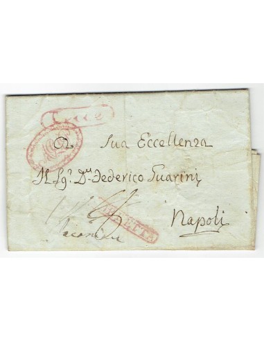 FA0836-82. PREFILATELIA DE ITALIA. 1833, 28 de febrero. Carta circulada de Lecce a Nápoles