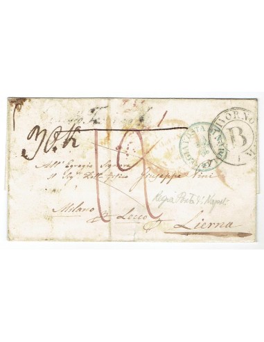 FA0836-85. PREFILATELIA DE ITALIA. 1852, mes de octubre. Envuelta de carta circulada de Genova a Lierna