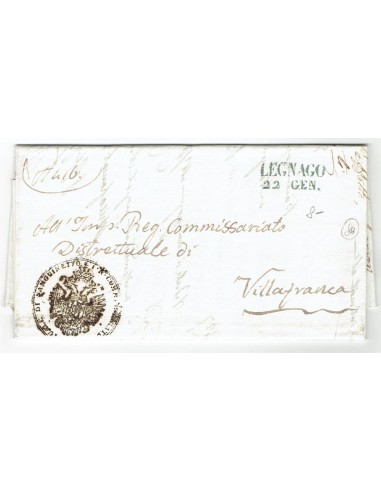 FA0836-86. PREFILATELIA DE ITALIA. 1846, 22 de enero. Carta circulada de Legnago a Villafranca