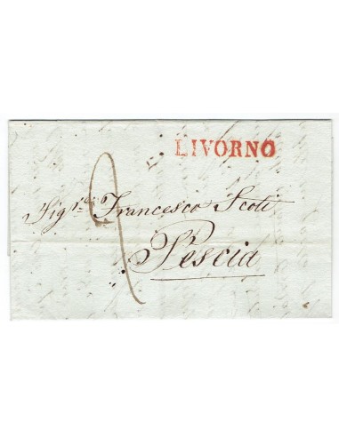 FA0836-87. PREFILATELIA DE ITALIA. 1841, 12 de febrero. Carta circulada de Livorno a Pescia