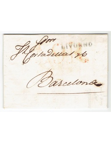 FA0836-91. PREFILATELIA DE ITALIA. 1819, 14 de agosto. Carta circulada de Livorno a Barcelona