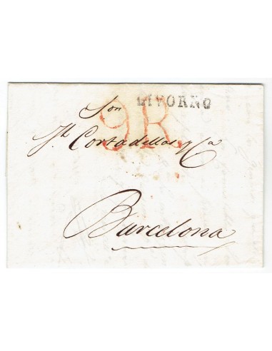 FA0836-93. PREFILATELIA DE ITALIA. 1819, 27 de febfrero. Carta circulada de Livorno a Barcelona