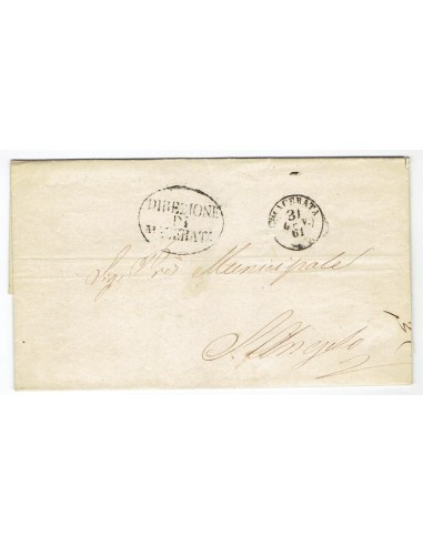 FA0836-95. PREFILATELIA DE ITALIA. 1861. Carta circulada de Macerata a San Angelo