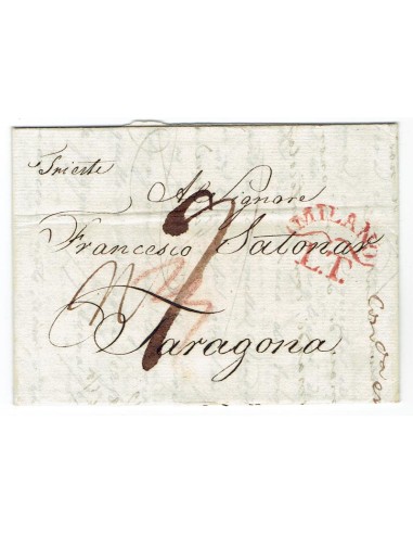FA0836-100. PREFILATELIA DE ITALIA. 1807, 8 de julio. Carta circulada de Trieste a Tarragona